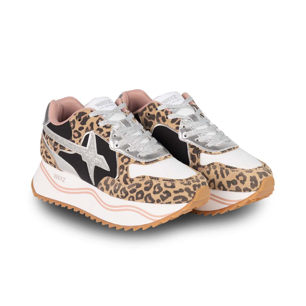 SNEAKERS DONNA W6YZ IN SUEDE E TESSUTO TECNICO - COL. ANIMALIER