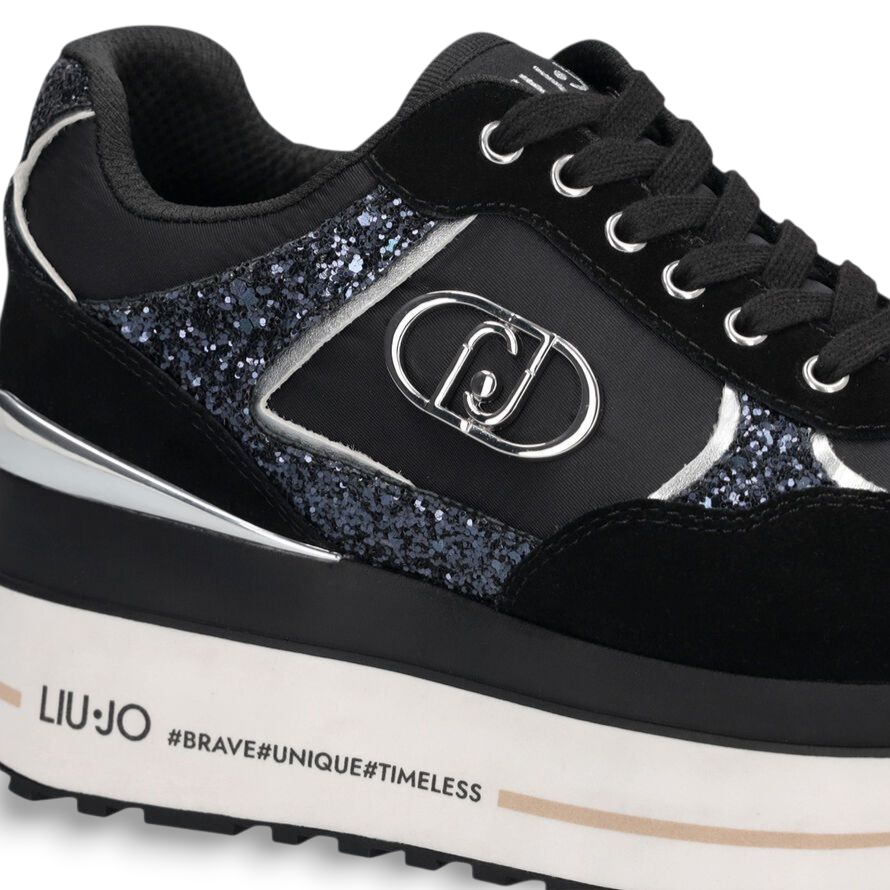 SNEAKERS LIU JO SUPER PLATFORM IN GLITTER E NYLON COL.NERO