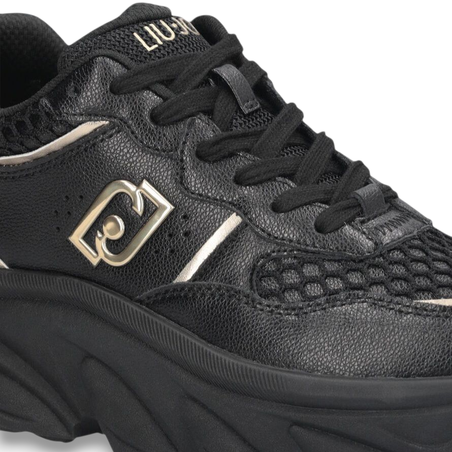 SNEAKERS LIU JO CHUNCHY IN PELLE E GLITTER COL.NERO