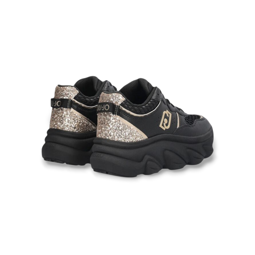 SNEAKERS LIU JO CHUNCHY IN PELLE E GLITTER COL.NERO