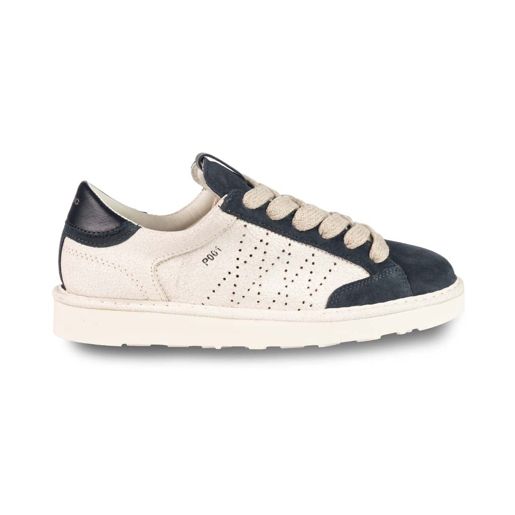 SNEAKERS UOMO PANCHIC IN CAMOSCIO CON INSERTI TRAFORATI - COL. AVORIO / BLU NOTTE