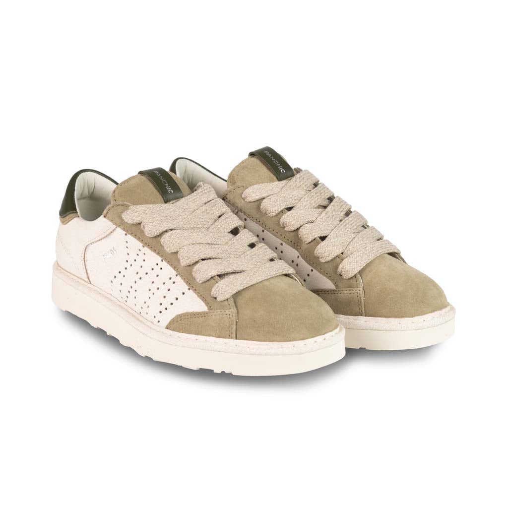 SNEAKERS UOMO PANCHIC IN CAMOSCIO CON INSERTI TRAFORATI - COL. AVORIO / OLIVA