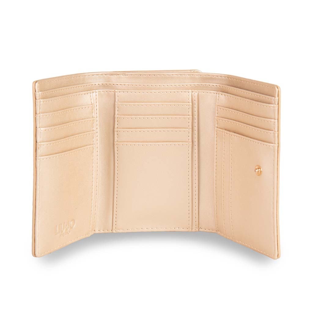 PORTAFOGLIO DONNA TRIFOLD LIU JO CON LOGO IN RILIEVO - COL. LIGHT GOLD