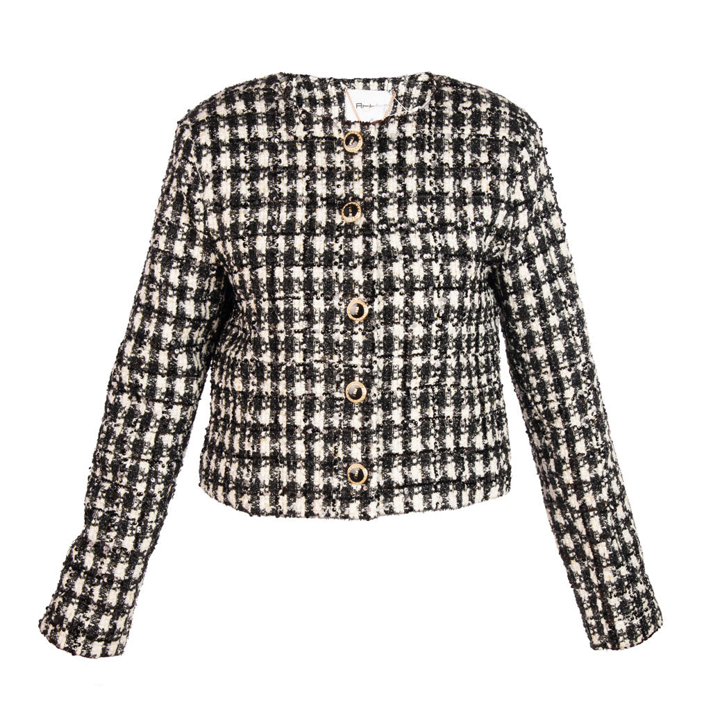GIACCA CORTA DONNA ARTIGLI BOUCLE - COL. NERO / PANNA