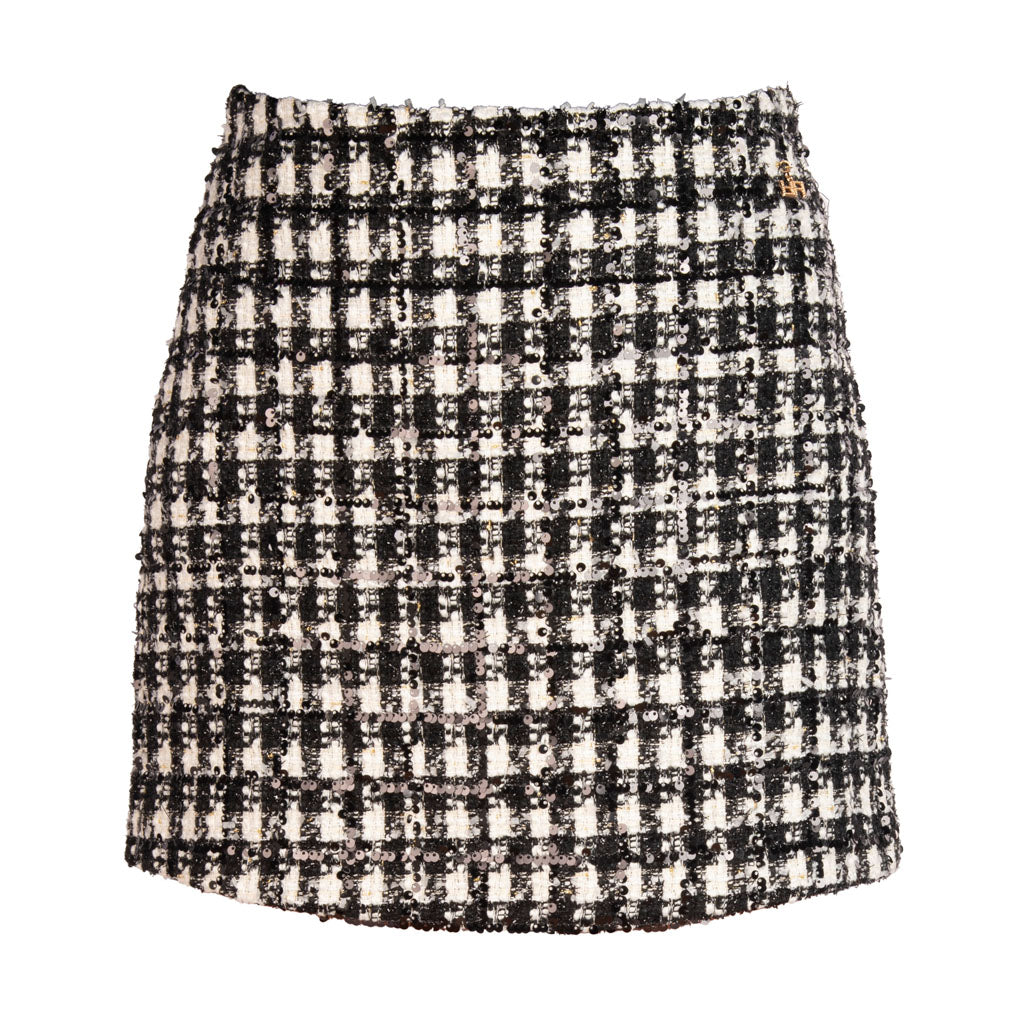 MINIGONNA DONNA ARTIGLI BOUCLE - COL. NERO / PANNA