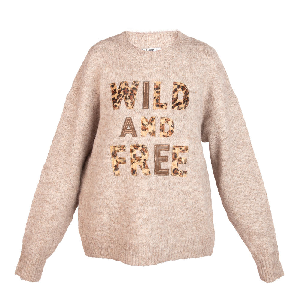 MAGLIA DONNA ARTIGLI CON SCRITTA LEOPARDATA - COL. CASHA