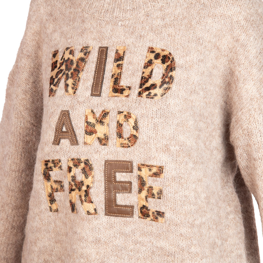 MAGLIA DONNA ARTIGLI CON SCRITTA LEOPARDATA - COL. CASHA