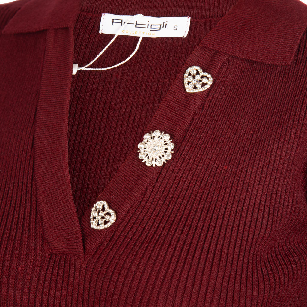 MAGLIA DONNA ARTIGLI A MANICA LUNGA A COSTINE CON DETTAGLI - Colori disponibili: 2