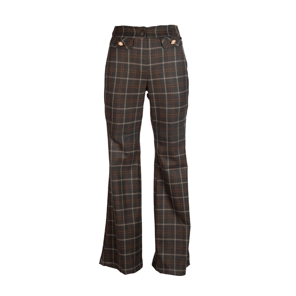 PANTALONE DONNA ARTIGLI A ZAMPA A QUADRI - COL. GRIGIO COCCIO