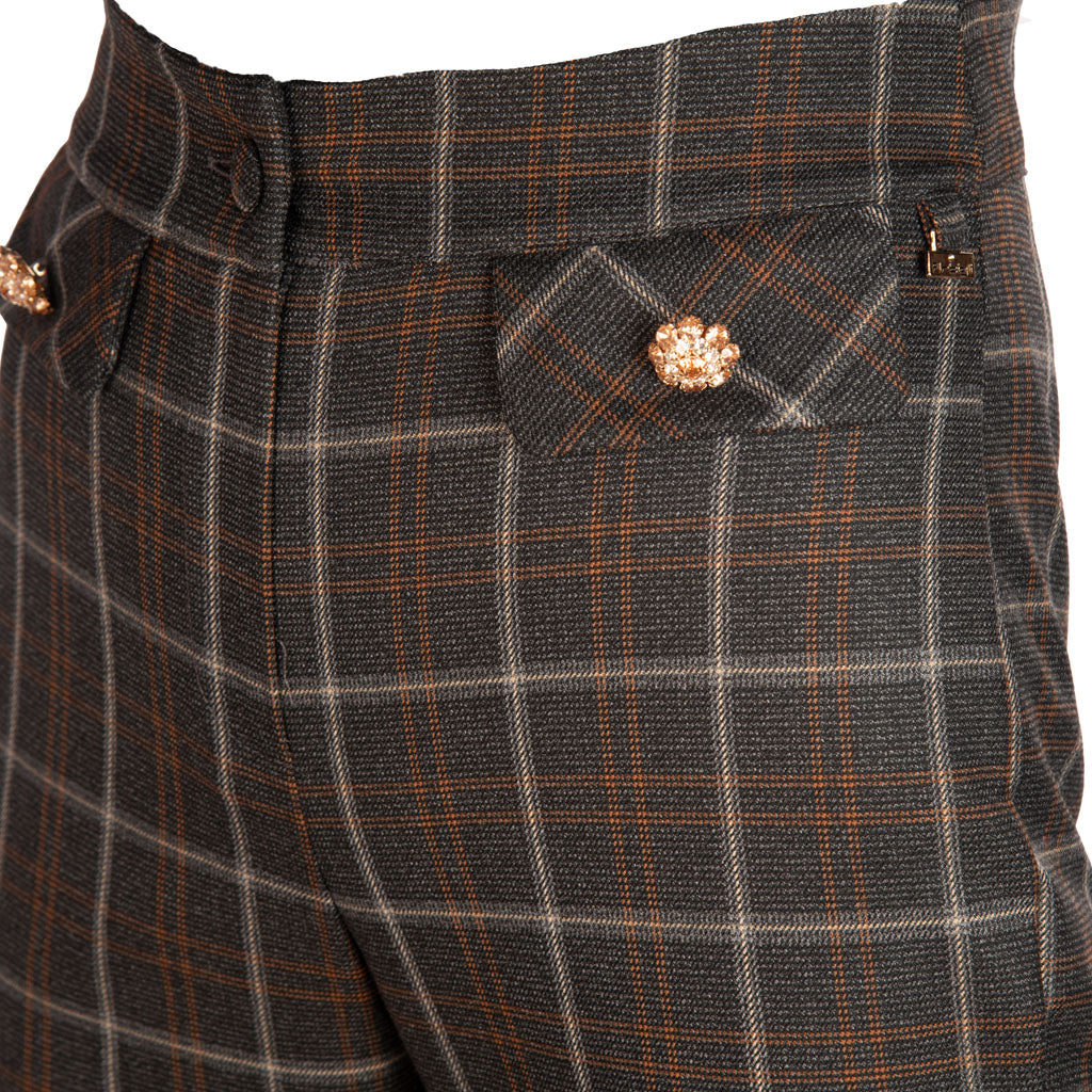 PANTALONE DONNA ARTIGLI A ZAMPA A QUADRI - COL. GRIGIO COCCIO