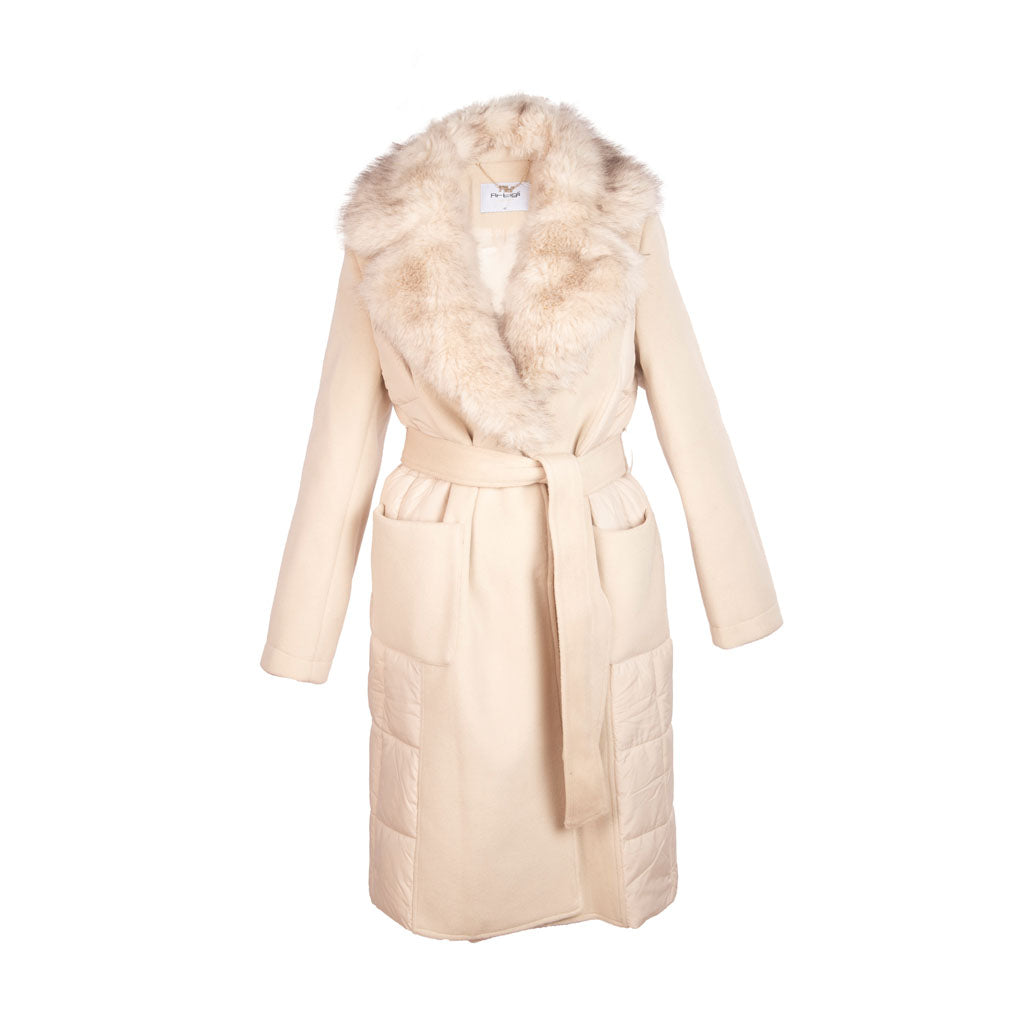 CAPPOTTO DONNA ARTIGLI BIMATERICO CON COLLO IN ECOPELLICCIA - Colori disponibili: 2
