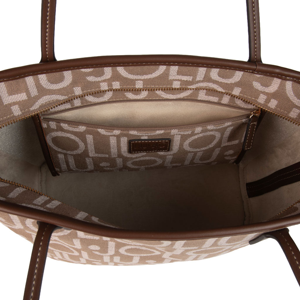 SHOPPER DONNA LIU JO CON LETTERING ALL OVER - COL. NEUTRO