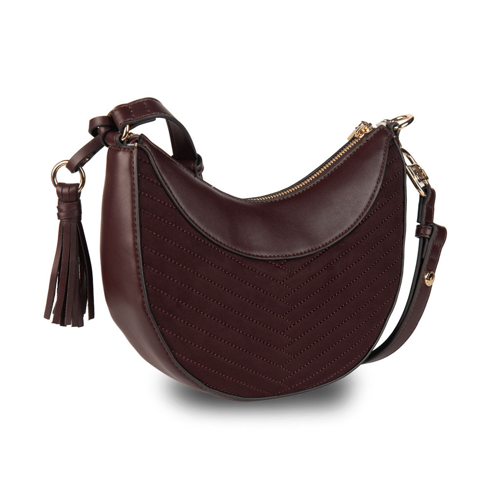 BORSETTA HOBO DONNA LIU JO IN ECOPELLE E TESSUTO - COL. RED AUBERGINE