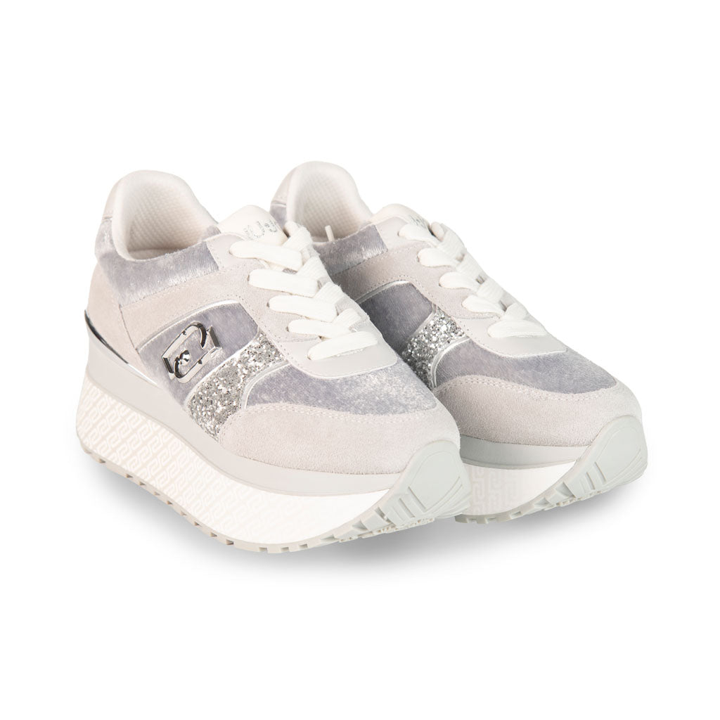 SNEAKERS DONNA LIU JO SUPER PLATFORM EFFETTO VELLUTO - COL. GRIGIO / ARGENTO