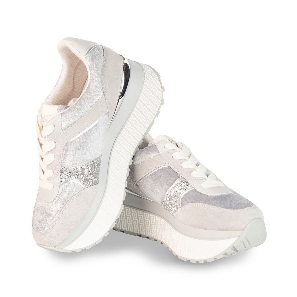 SNEAKERS DONNA LIU JO SUPER PLATFORM EFFETTO VELLUTO - COL. GRIGIO / ARGENTO