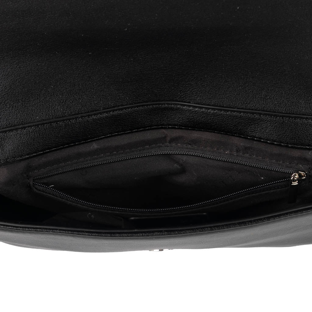 BORSA A TRACOLLA DONNA GAELLE CON ECOPELLE MATELASSE' CON LOGO - COL. NERO