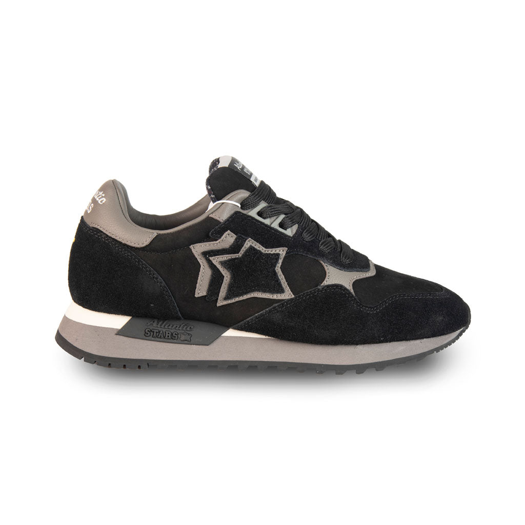 SNEAKERS UOMO ATLANTIC STARS MOD. "DRACO" IN CAMOSCIO E PELLE - COL. NERO