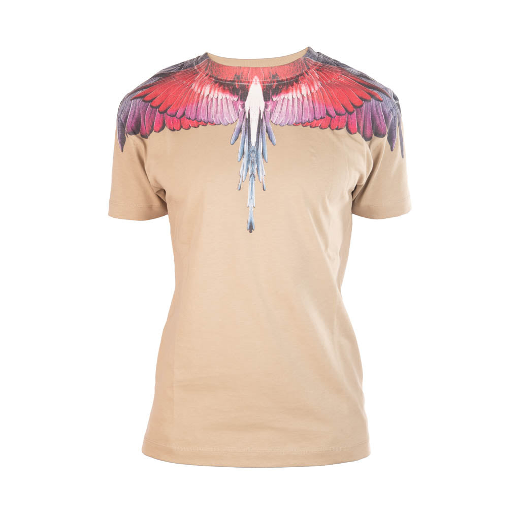 T-SHIRT UOMO COUNTY OF MILAN IN COTONE CON STAMPA ALI ROSSE - COL. SABBIA