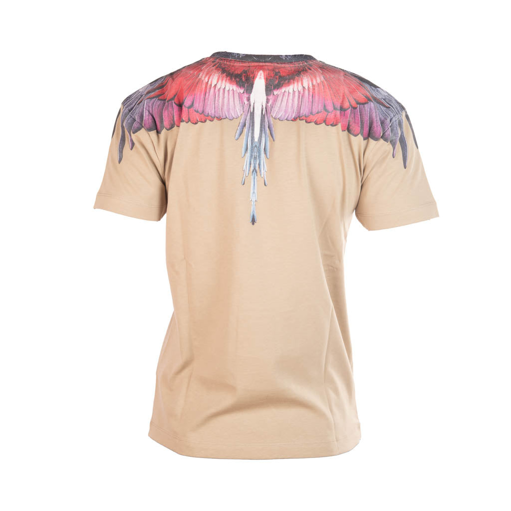 T-SHIRT UOMO COUNTY OF MILAN IN COTONE CON STAMPA ALI ROSSE - COL. SABBIA