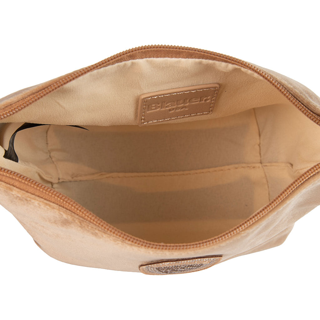 POCHETTE DONNA BLAUER CON LOGO SCUDO E STRASS - COL. BEIGE
