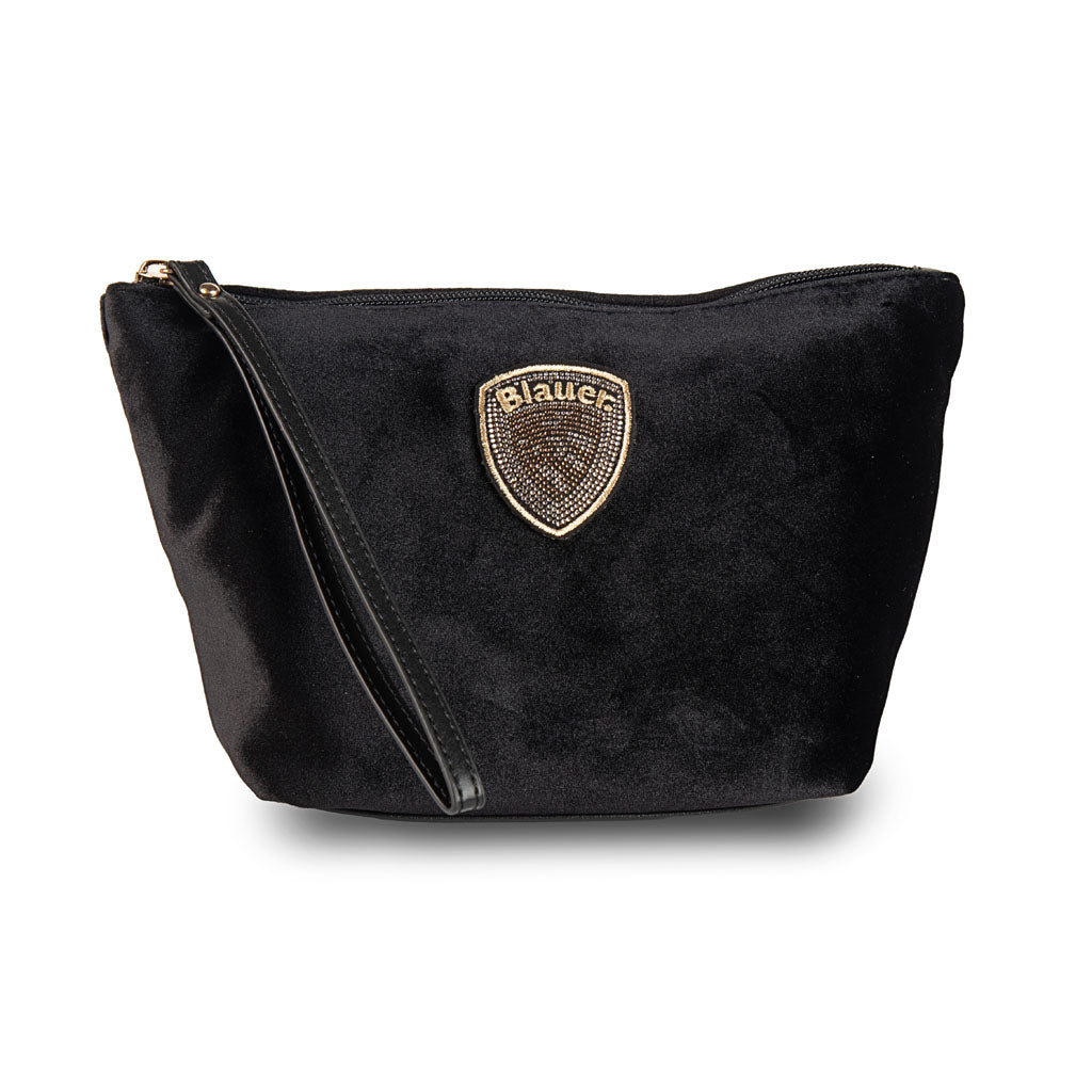 POCHETTE DONNA BLAUER CON LOGO SCUDO E STRASS - COL. NERO
