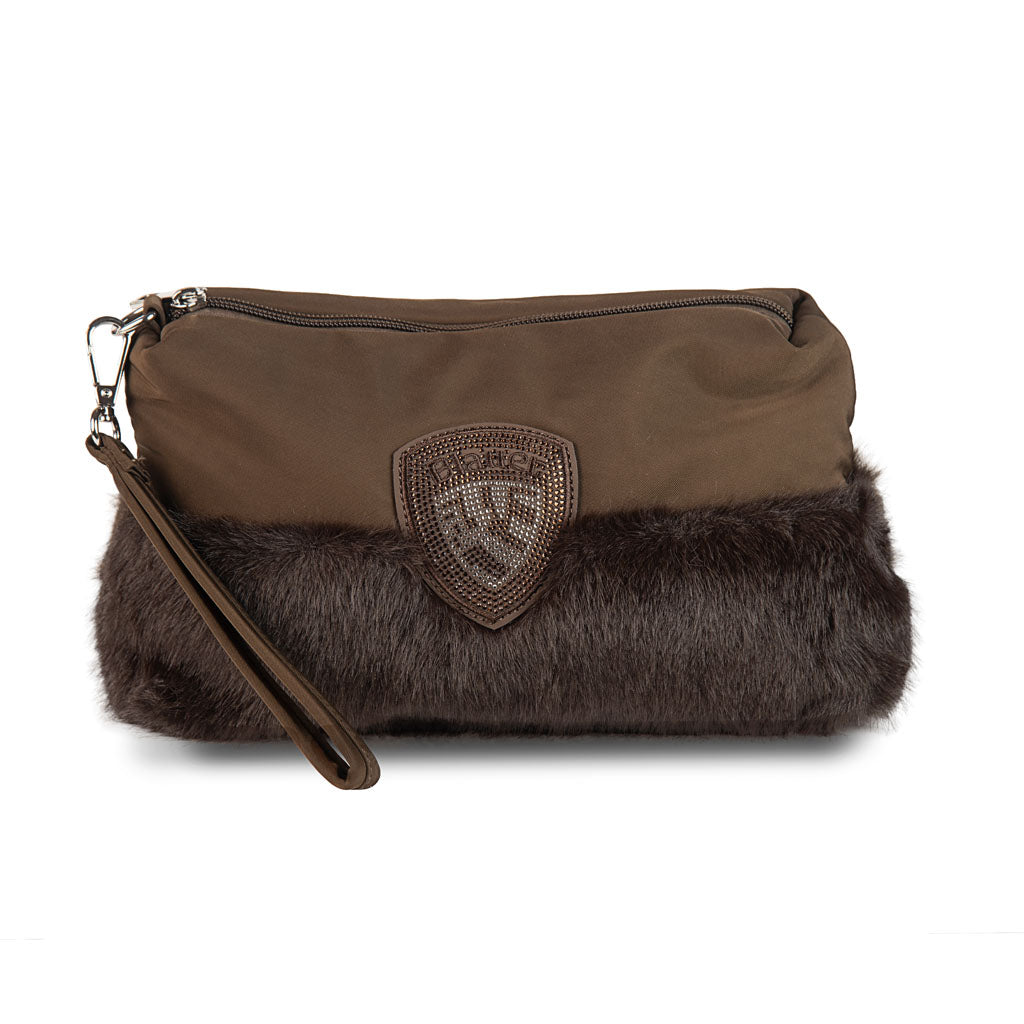 POCHETTE DONNA BLAUER CON PELLICCIA SINTENTICA MOD. "MIRA" - COL. MARRONE SCURO