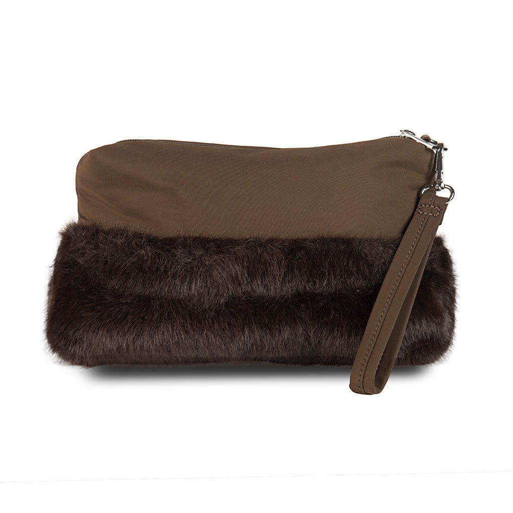 POCHETTE DONNA BLAUER CON PELLICCIA SINTENTICA MOD. "MIRA" - COL. MARRONE SCURO