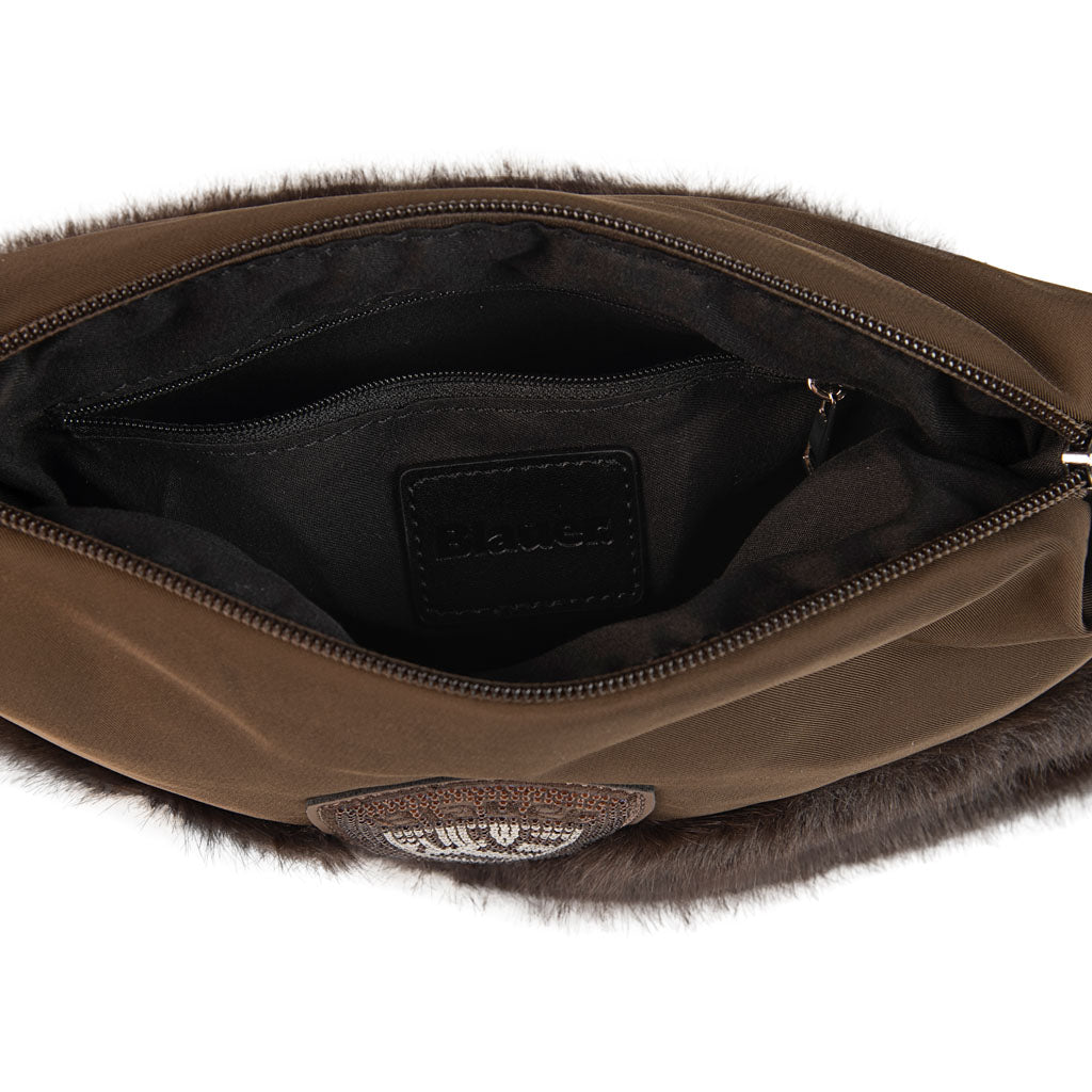 POCHETTE DONNA BLAUER CON PELLICCIA SINTENTICA MOD. "MIRA" - COL. MARRONE SCURO