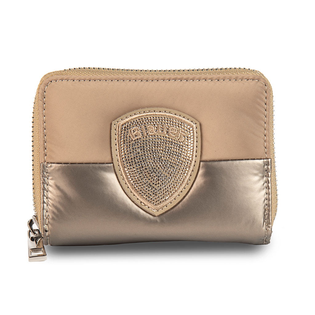 PORTAFOGLIO DONNA BLAUER TRAPUNTATO CON LOGO SCUDO - COL. BEIGE