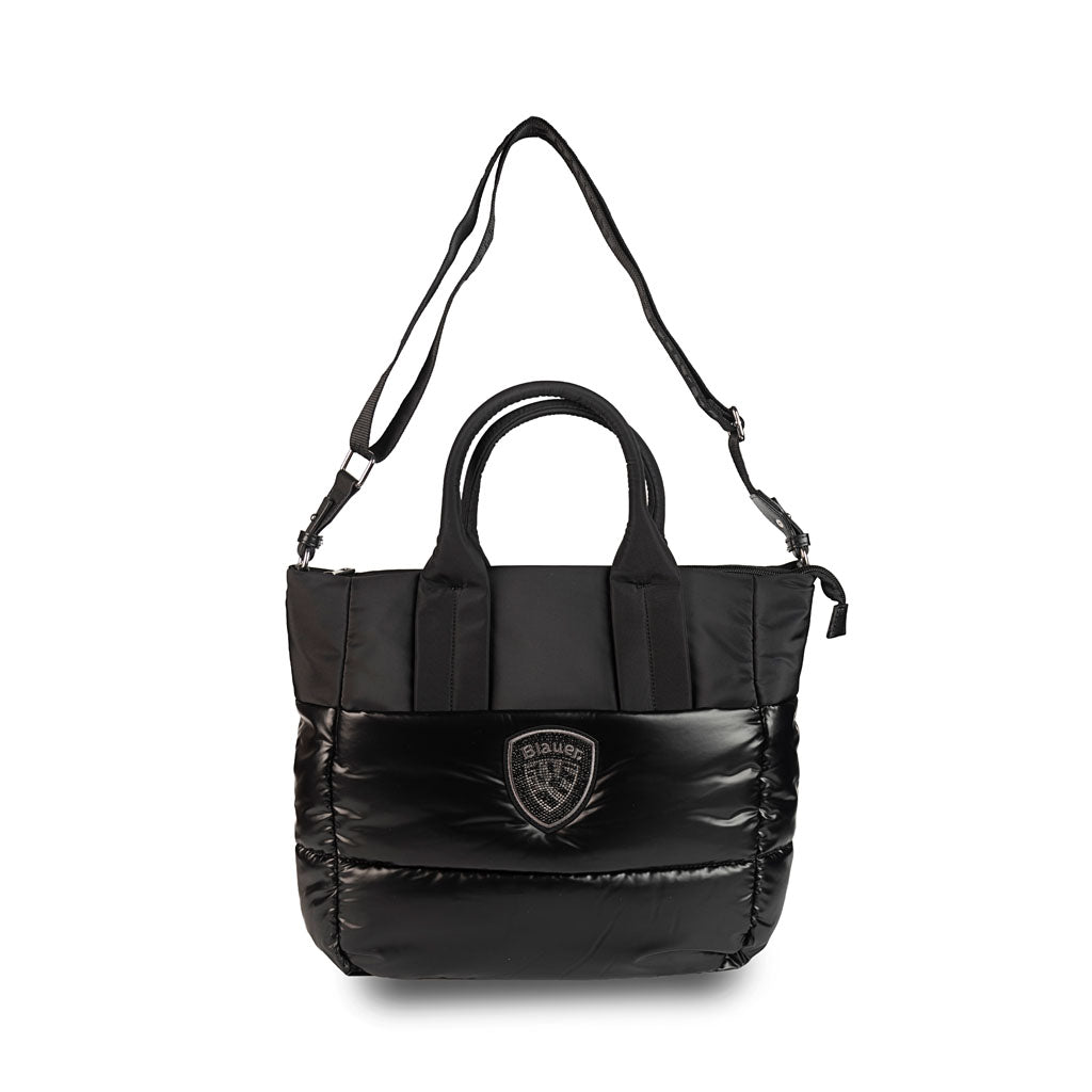 SHOPPER DONNA BLAUER TRAPUNTATA CON LOGO SCUDO - COL. NERO
