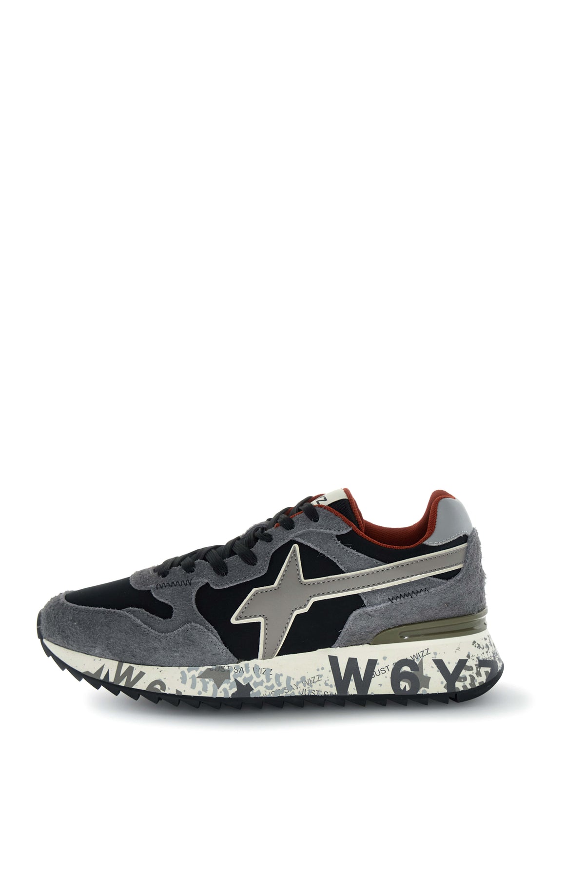 SNEAKERS UOMO W6YZ MOD. "YAK" IN SUEDE E TESSUTO - COL. ANTRACITE / NERO / GRIGIO