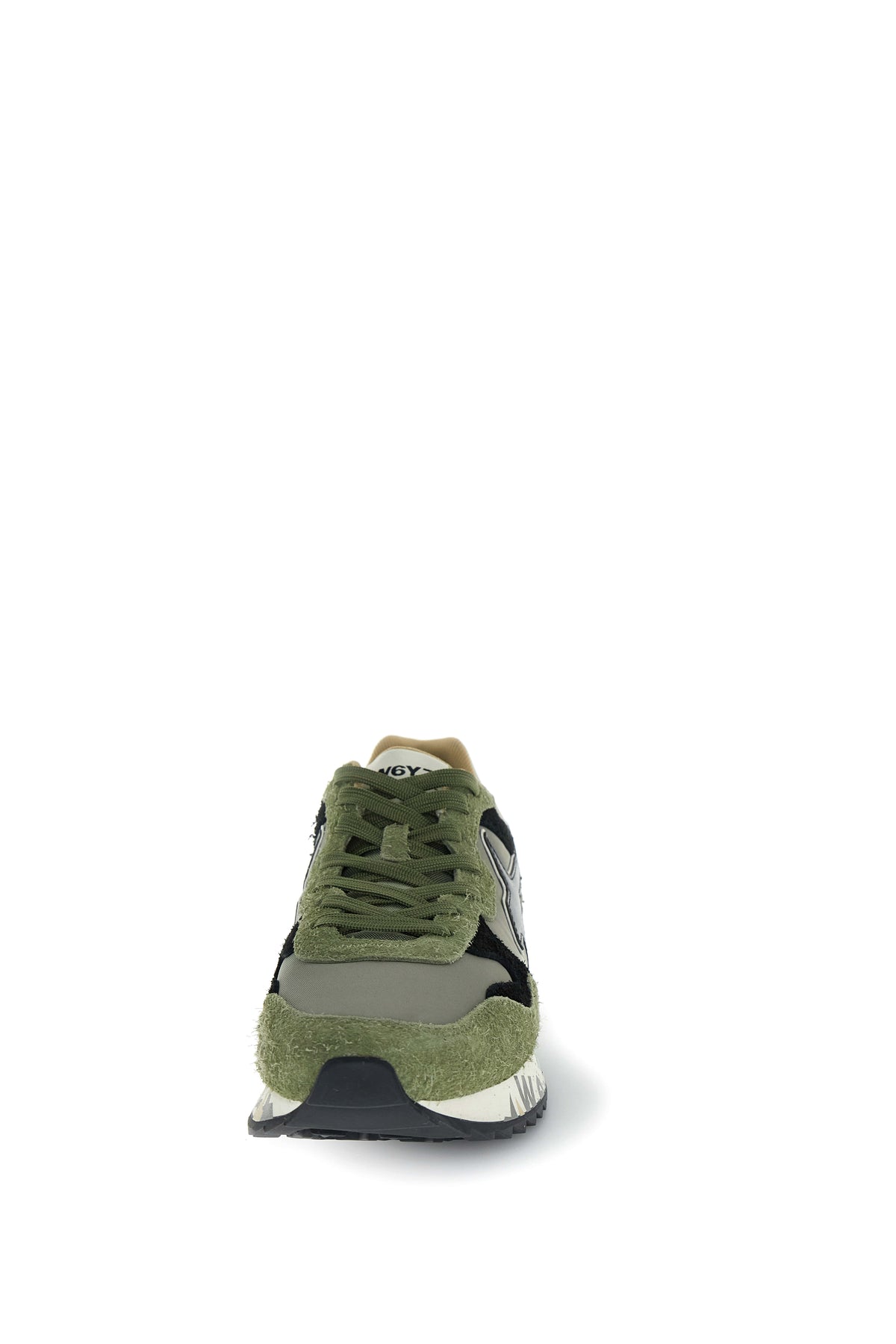 SNEAKERS UOMO W6YZ MOD. "YAK" IN SUEDE E TESSUTO - COL. VERDE MILITARE / NERO