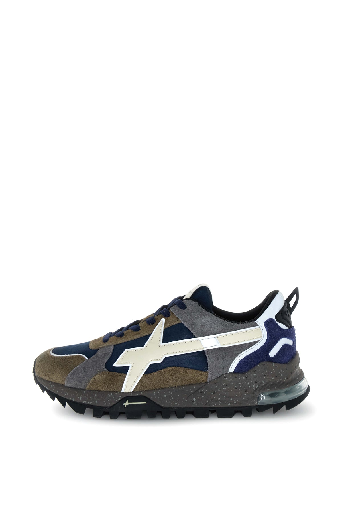 SNEAKERS UOMO W6YZ MOD. "BREEZE" IN SUEDE E TESSUTO SINTETICO - COL. MARRONE CHIARO / BLU / BIANCO