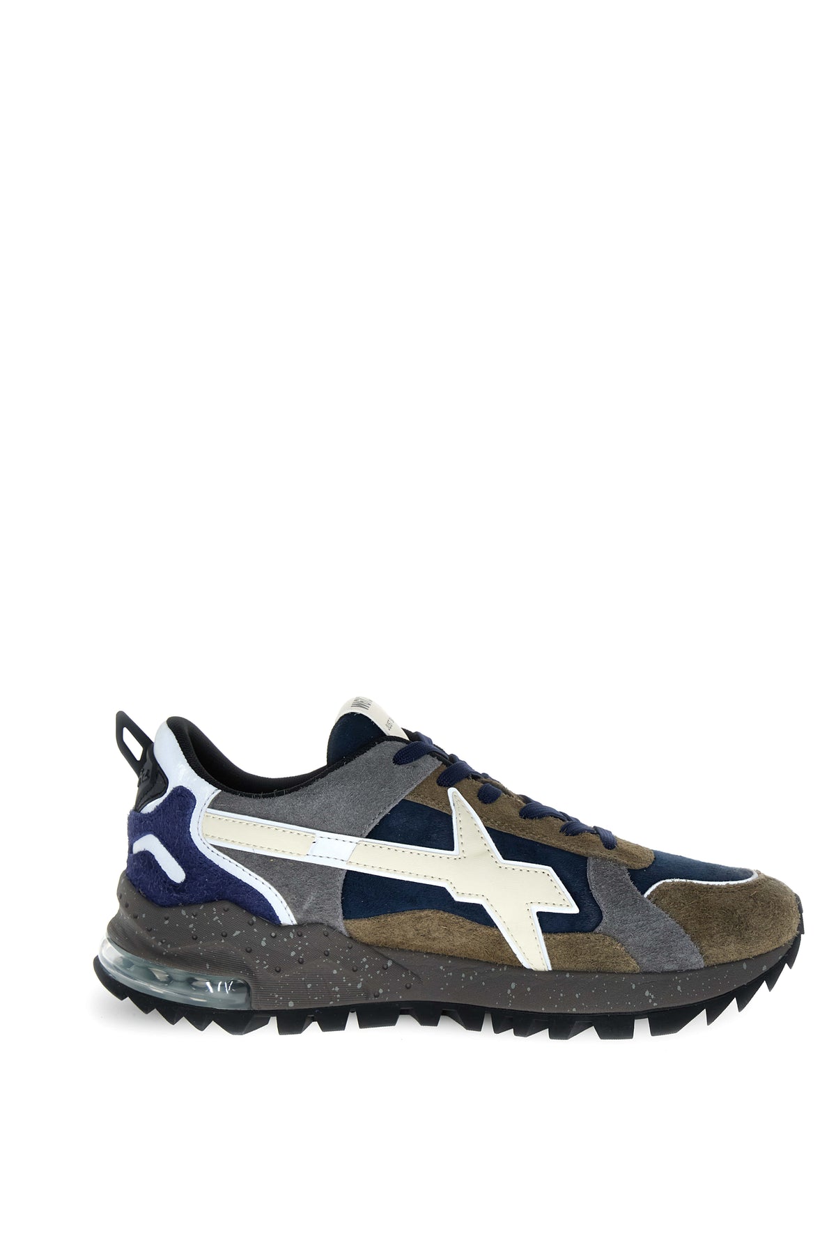 SNEAKERS UOMO W6YZ MOD. "BREEZE" IN SUEDE E TESSUTO SINTETICO - COL. MARRONE CHIARO / BLU / BIANCO