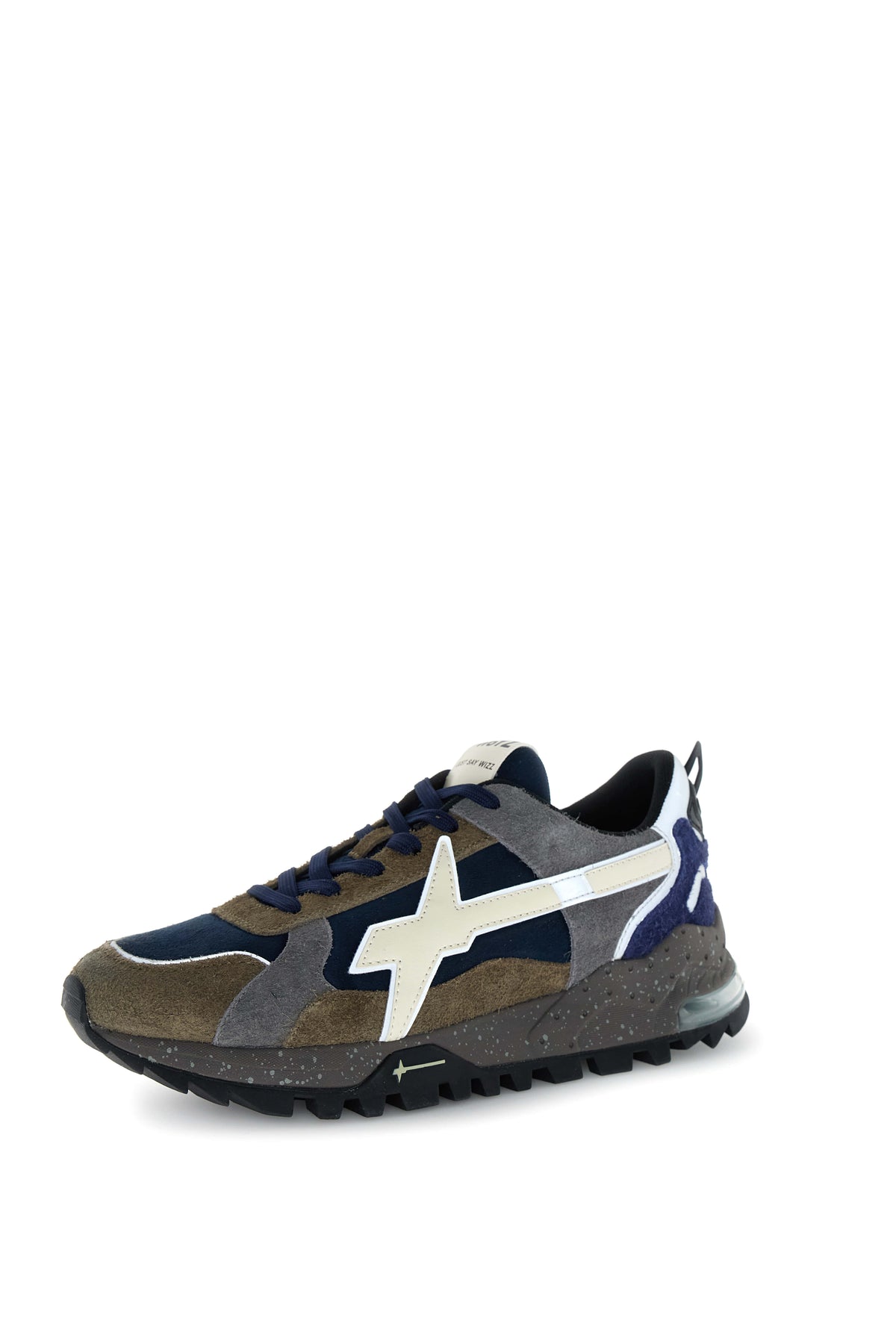 SNEAKERS UOMO W6YZ MOD. "BREEZE" IN SUEDE E TESSUTO SINTETICO - COL. MARRONE CHIARO / BLU / BIANCO