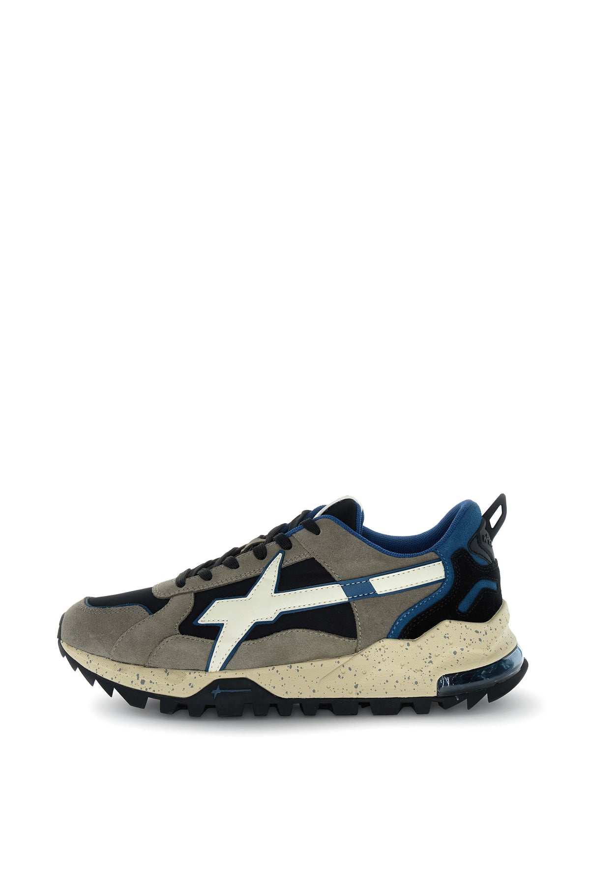 SNEAKERS UOMO W6YZ MOD. "BREEZE" IN SUEDE E TESSUTO SINTETICO - COL. GRIGIO / BLU / BIANCO