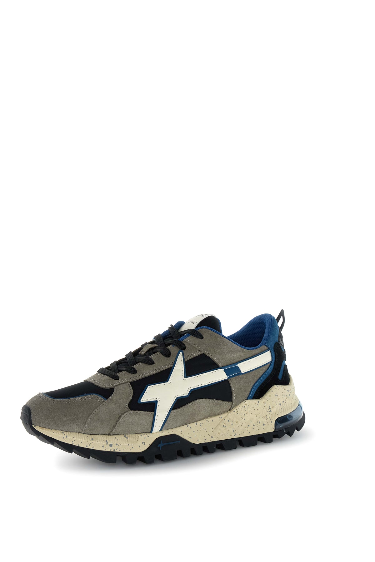 SNEAKERS UOMO W6YZ MOD. "BREEZE" IN SUEDE E TESSUTO SINTETICO - COL. GRIGIO / BLU / BIANCO