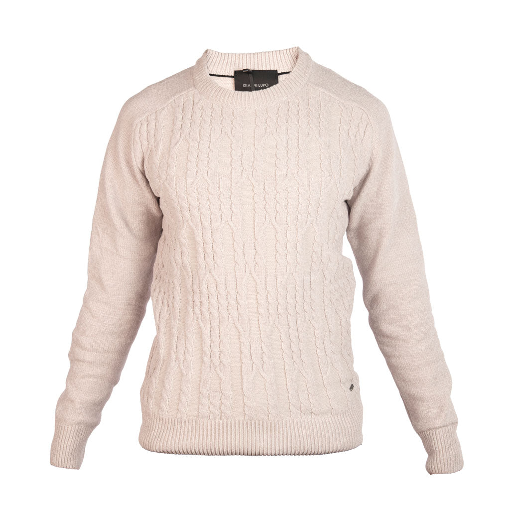 MAGLIA UOMO GIROCOLLO GIANNI LUPO A TRECCE - COL. GHIACCIO