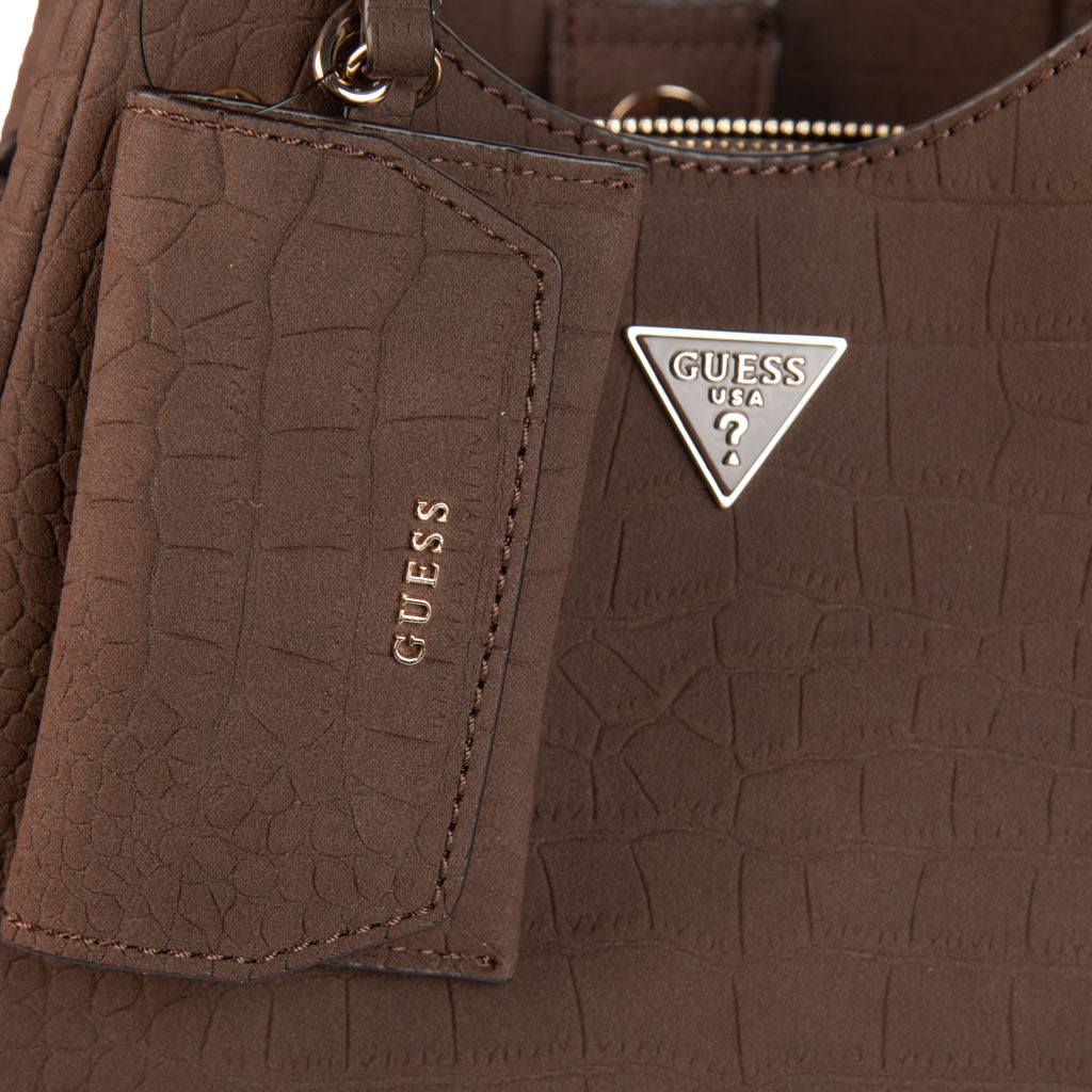 BORSA DONNA GUESS CON LOGO TRIANGOLO E CHARM PORTAMONETE - COL. ESPRESSO