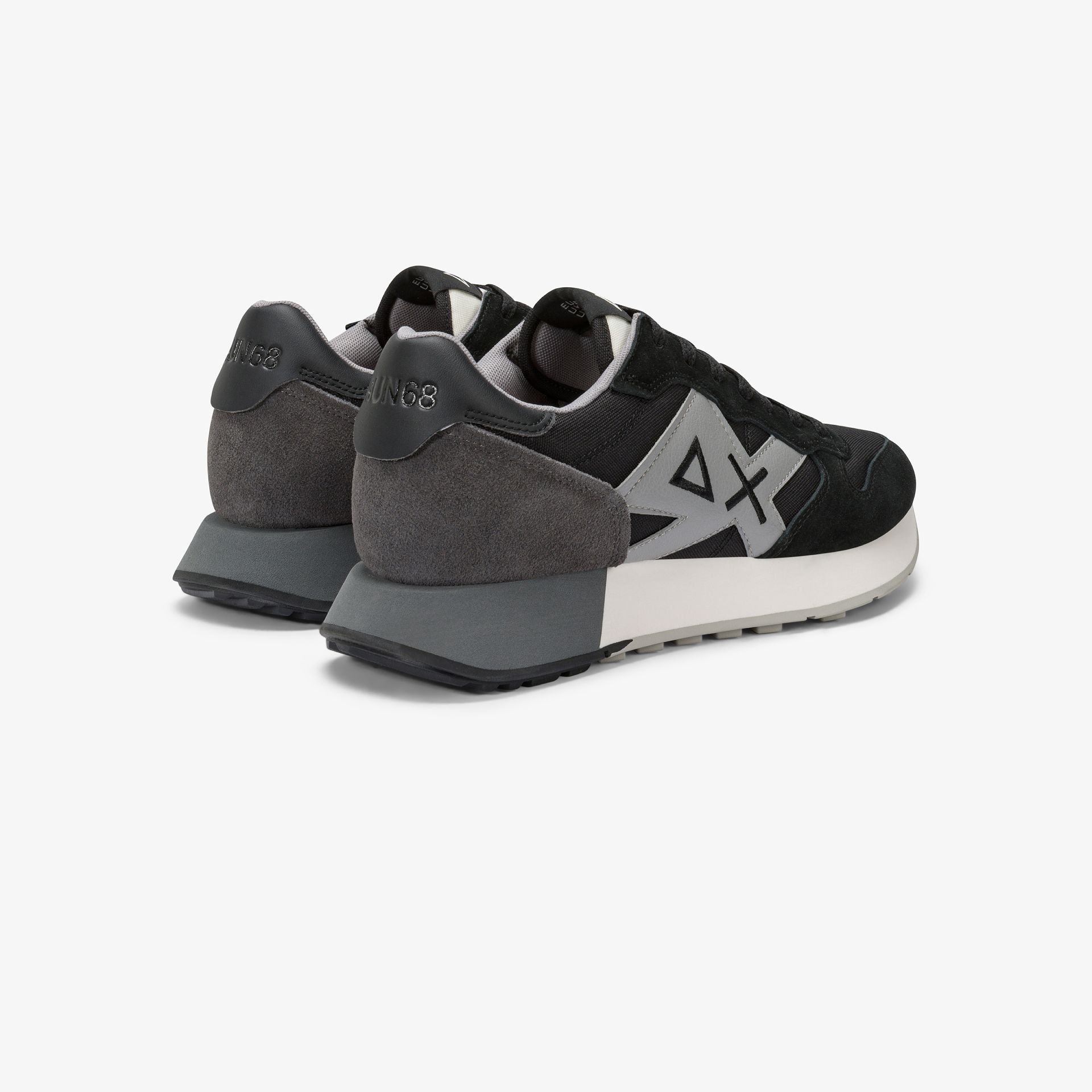 SNEAKERS UOMO SUN68 MOD. "JAKI SOLID" IN NYLON E SUEDE - COL. NERO