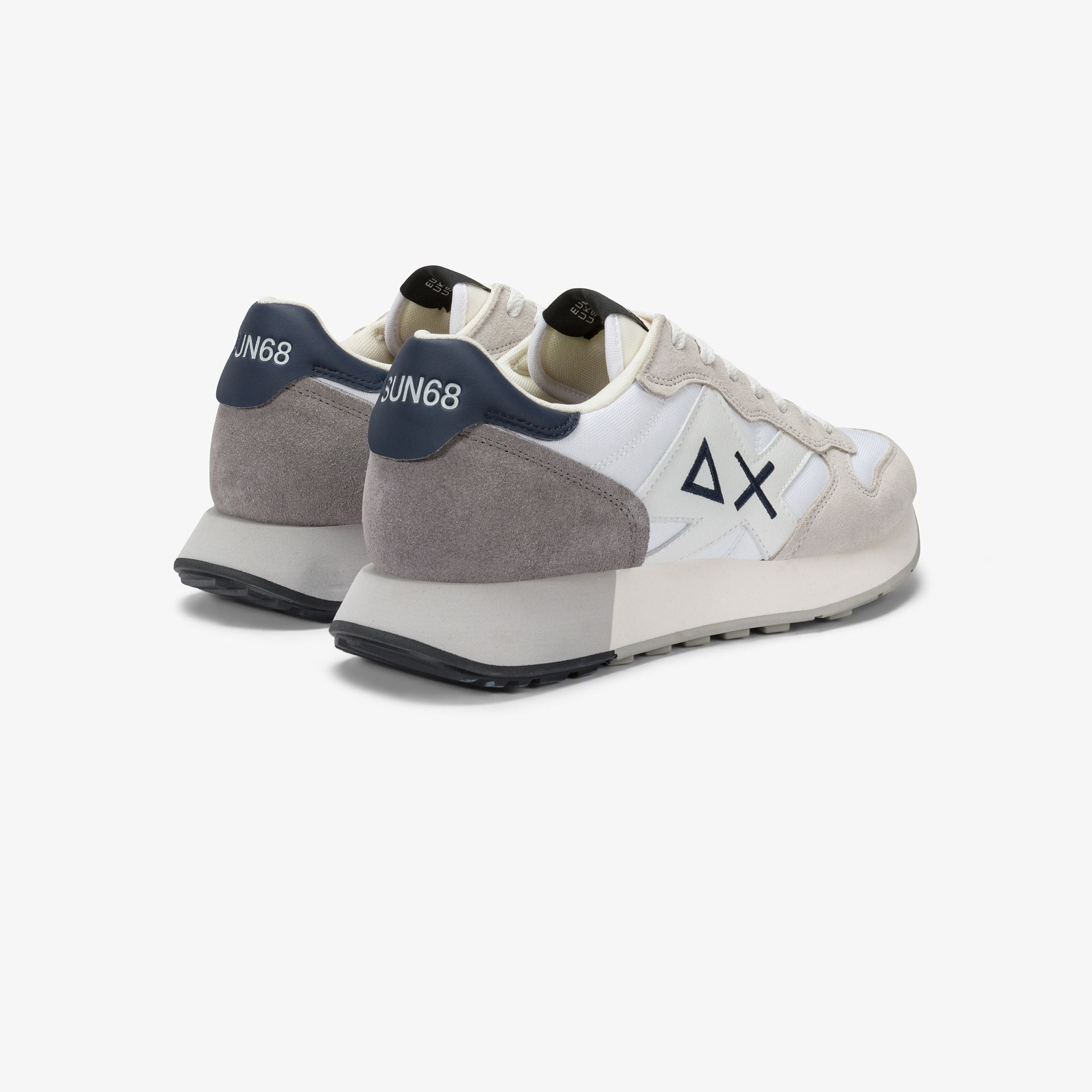 SNEAKERS UOMO SUN68 MOD. "JAKI SOLID" IN NYLON E SUEDE - COL. BIANCO