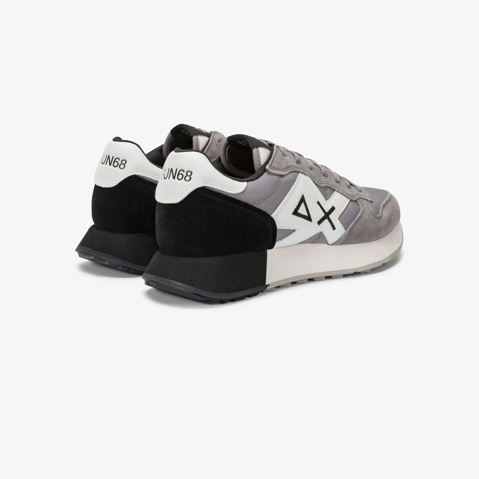 SNEAKERS UOMO SUN68 MOD. "JAKI SOLID" IN NYLON E SUEDE - COL. GRIGIO MEDIO
