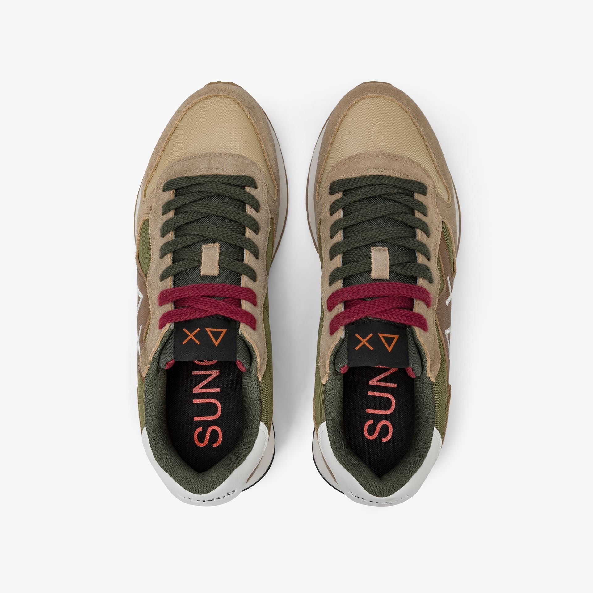 SNEAKERS UOMO SUN68 MOD. "JAKI BICOLOR" IN NYLON E SUEDE - COL. BEIGE SCURO