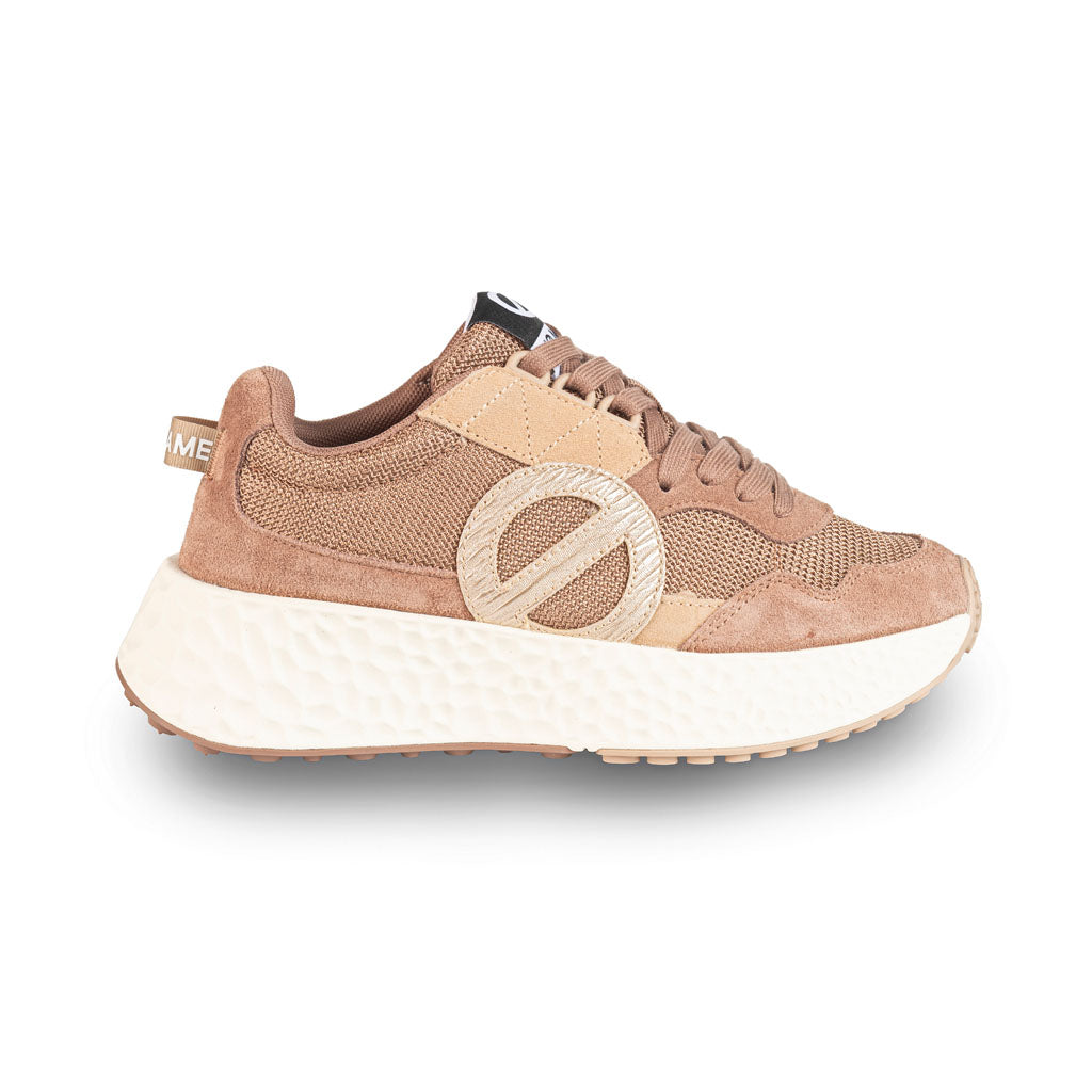 SNEAKERS DONNA NO NAME MOD. "CARTER" IN PELLE - COL. BEIGE / MARRONE