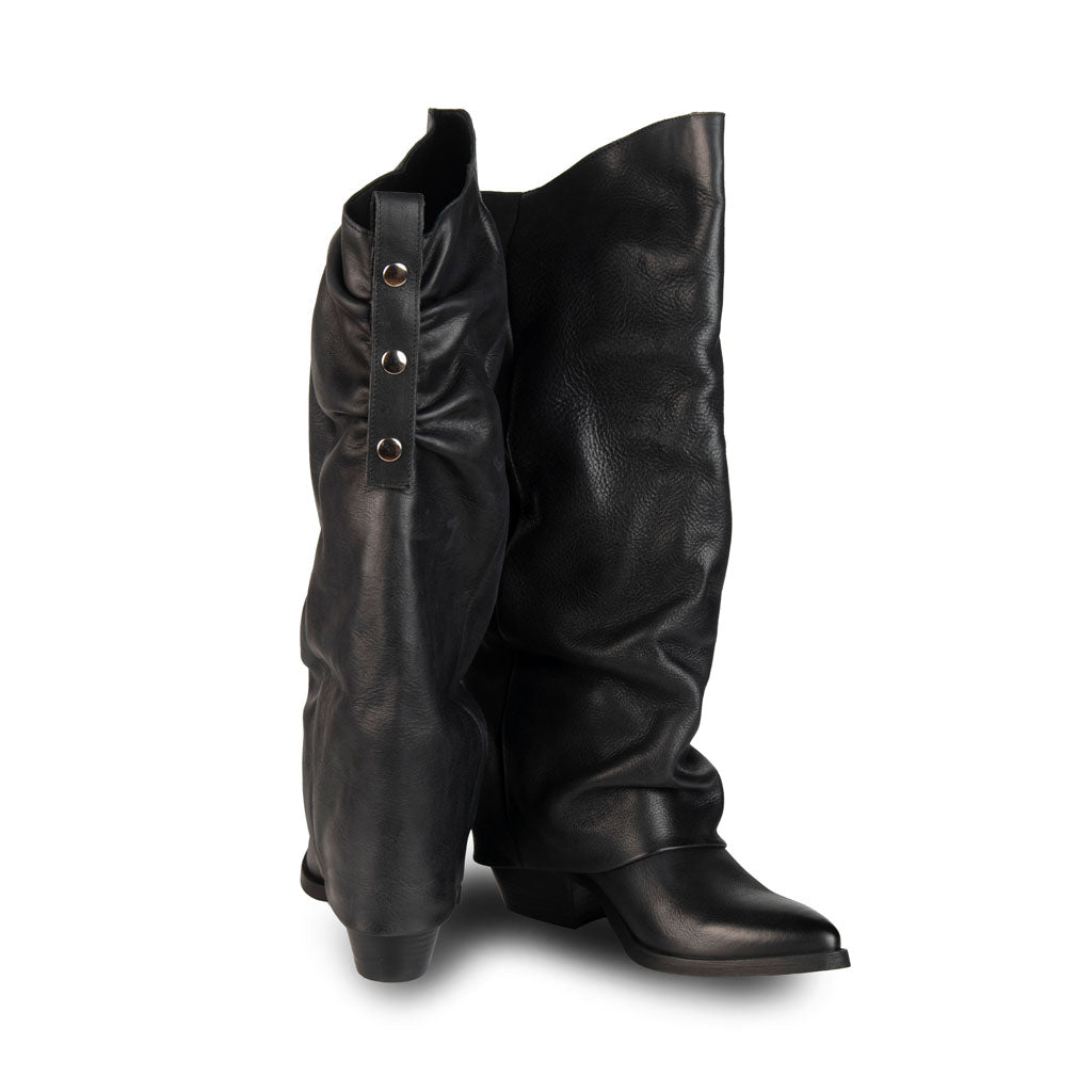 TEXANI DONNA OVYÉ IN PELLE CON TACCO - COL. NERO