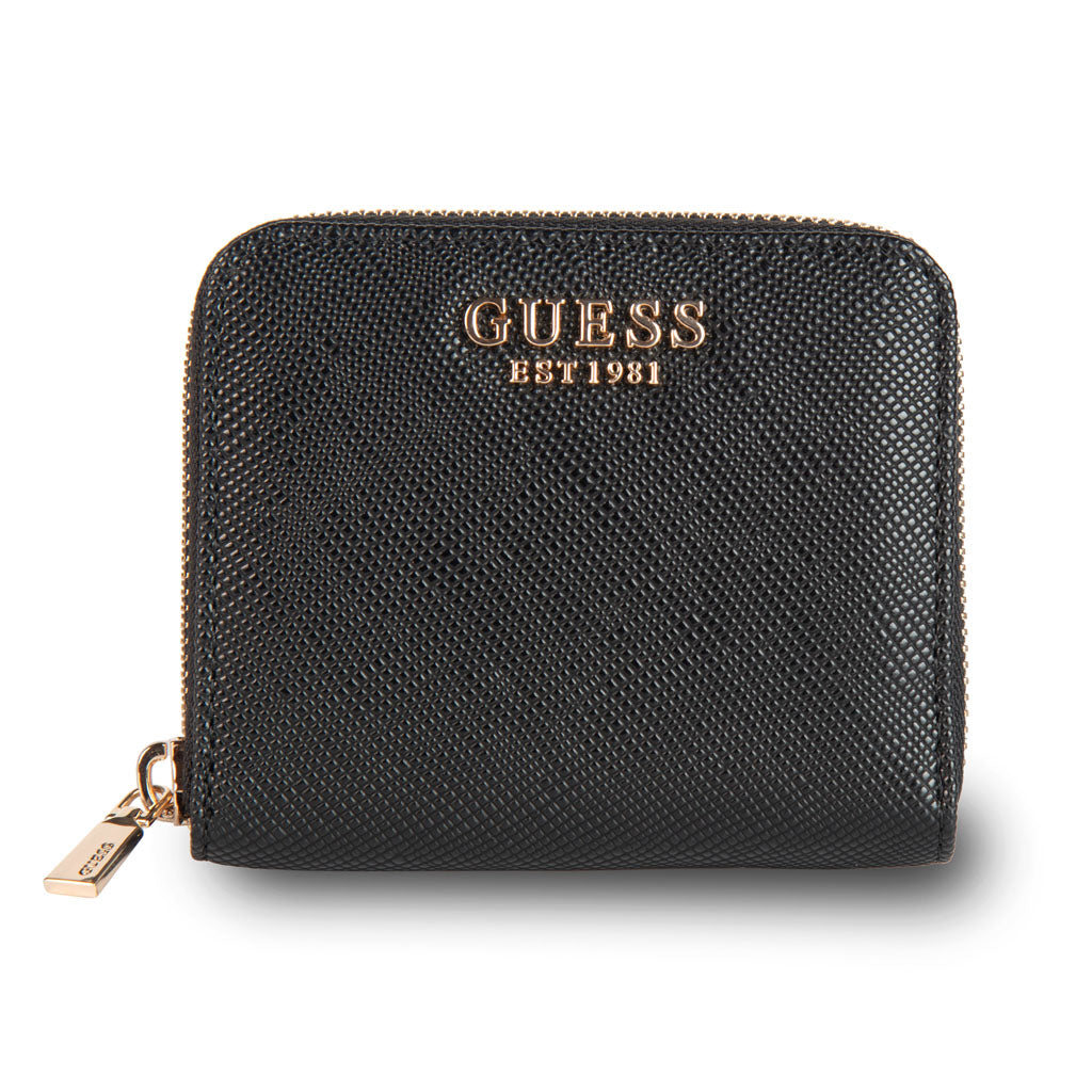 MINI PORTAFOGLIO DONNA GUESS MOD. "LAUREL" SAFFIANO - COL. NERO