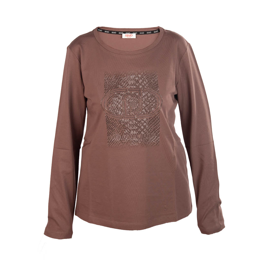 T-SHIRT DONNA LIU JO CON LOGO FRONTALE IN COTONE - COL. GLACE