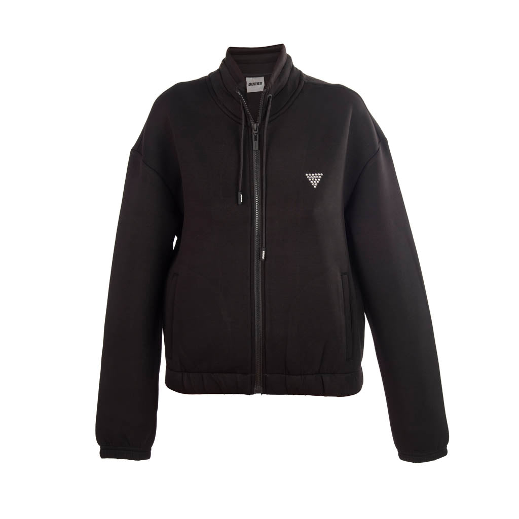 FELPA DONNA GUESS CON ZIP E STRASS - COL. NERO