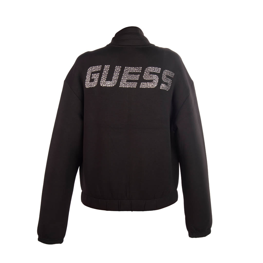 FELPA DONNA GUESS CON ZIP E STRASS - COL. NERO