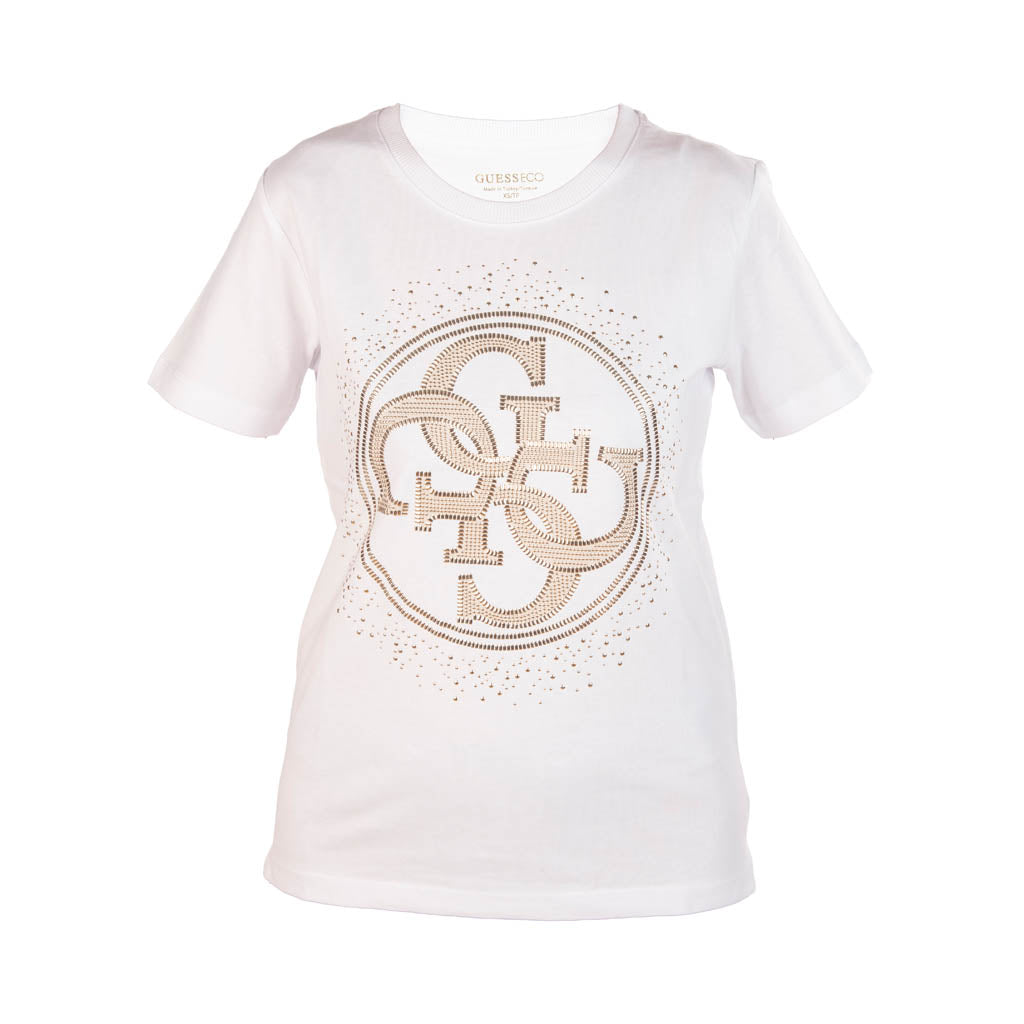 T-SHIRT DONNA GUESS IN COTONE CON LOGO - COL. BIANCO
